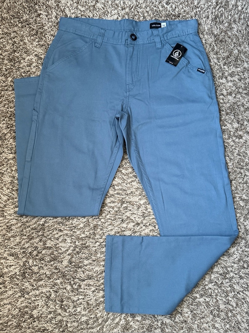 Volcom Tustin Utility Pants Men's 32x31, Blue Chino Twill Straight Leg, NWT